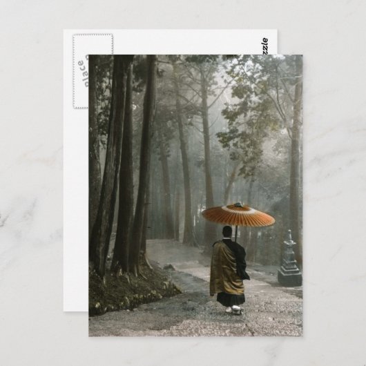 Licht doorbreekt naarmate monk de tempelstappen da briefkaart (Voorkant / Achterkant)