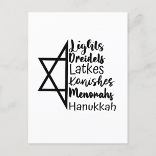 Licht Draaiende Latke Knish Menorah Hanukkah Uitnodiging Briefkaart