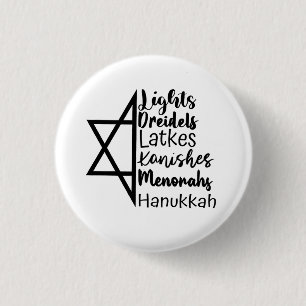 Licht Draaitol Latke Kanish Menora Hanukka  Ronde Button 3,2 Cm