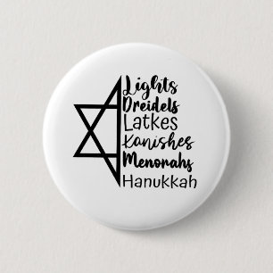 Licht Draaitol Latke Knish Menora Hanukka Ronde Button 5,7 Cm