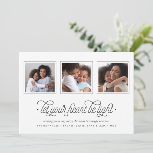 Licht | Drie foto Feestdagenkaart (Staand voorkant)