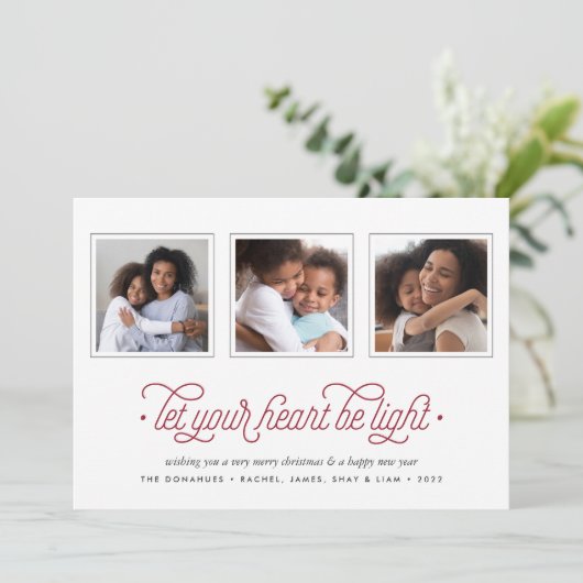 Licht | Drie Fotovakantie-Kaart Feestdagenkaart (Staand voorkant)