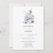 Licht Dusty Blue en Blush Pink Floral Verloving Kaart (Voorkant)