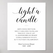 Licht een kaars Elegant begrafenisgedicht met naam Poster (Voorkant)