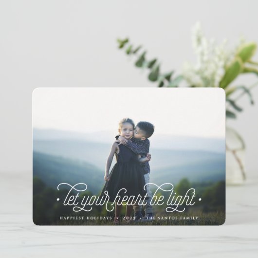 Licht | Eenvoudige horizontale foto van elegant Feestdagenkaart (Staand voorkant)