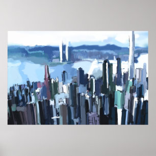 Licht en blauw poster