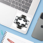Licht en Donker Abstract Zwart Witte Vloeibare Kun Sticker (Laptop met iPhone)