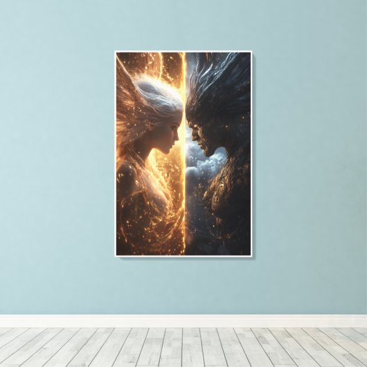 Licht en donker - Dramatische Fantasy Canvas (Insitu (Houten vloer))