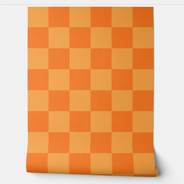 Licht en donker Sinaasappel checker ontwerp Behang (Afrollen)