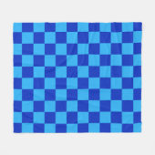Licht en donkerblauw checker ontwerp fleece deken (Voorkant (Horizontaal))