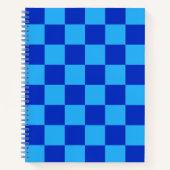 Licht en donkerblauw checker ontwerp notitieboek (Voorkant)
