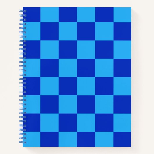 Licht en donkerblauw checker ontwerp notitieboek (Voorkant)