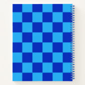 Licht en donkerblauw checker ontwerp notitieboek (Achterkant)