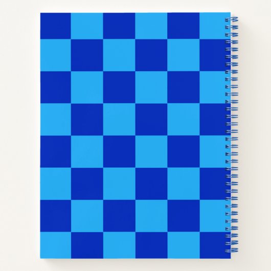 Licht en donkerblauw checker ontwerp notitieboek (Achterkant)