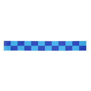 Licht en donkerblauw checker ontwerp satijnen lint