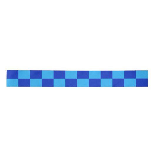 Licht en donkerblauw checker ontwerp satijnen lint (Voorkant)