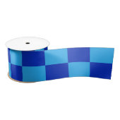 Licht en donkerblauw checker ontwerp satijnen lint (Spoel)