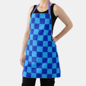 Licht en donkerblauw checker ontwerp schort (Insitu)