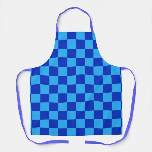 Licht en donkerblauw checker ontwerp schort (Voorkant)
