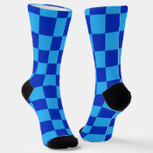 Licht en donkerblauw checker ontwerp sokken (Gebogen)