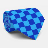 Licht en donkerblauw checker ontwerp stropdas (Opgerold)