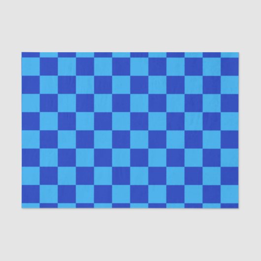 Licht en donkerblauw checker ontwerp tissuepapier (Voorkant)