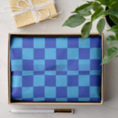 Licht en donkerblauw checker ontwerp tissuepapier (Geschenk)