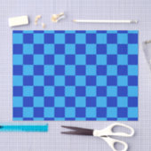 Licht en donkerblauw checker ontwerp tissuepapier (Craft)