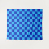 Licht en donkerblauw checker ontwerp wandkleed (Voorkant (horizontaal))