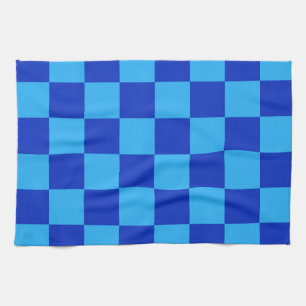 Licht en donkerblauw geruit ontwerp theedoek