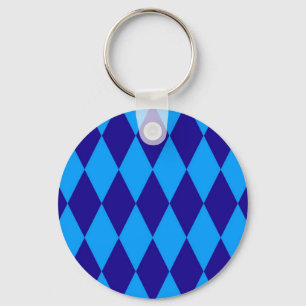 Licht en donkerblauw Harlekijn diamanten ruitjes  Sleutelhanger