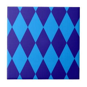 Licht en donkerblauw Harlekijn diamanten ruitjespa Tegeltje