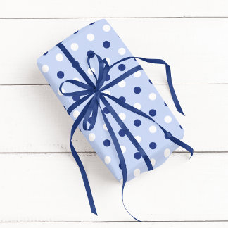 Licht en donkerblauw met witte driekleurige polka cadeaupapier