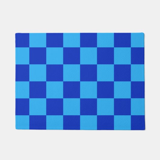 Licht en donkerblauw ruitjesontwerp  deurmat (Voorkant)