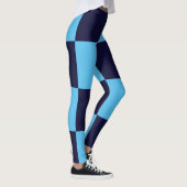 Licht en donkerblauw vierkant naadloos patroon leggings (Rechts)