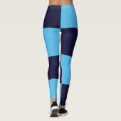 Licht en donkerblauw vierkant naadloos patroon leggings (Achterkant)