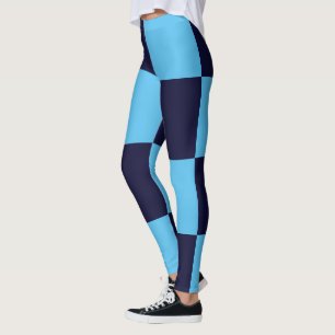 Licht en donkerblauw vierkant naadloos patroon leggings