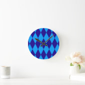 Licht en donkerblauwe Harlekijn Diamanten Dammen Ronde Klok (Huis)