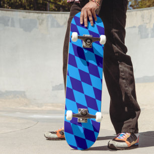 Licht en donkerblauwe Harlekijn Diamanten Ruitjes Persoonlijk Skateboard