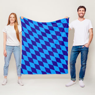 Licht en donkerblauwe ruitvormige geruite patroon fleece deken