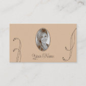 Licht en donkerbruin  met foto van portret visitekaartje (Voorkant)