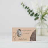 Licht en donkerbruin  met foto van portret visitekaartje (Staand voorkant)