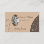 Licht en donkerbruin  met foto van portret visitekaartje (Voorkant)