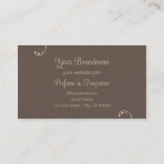 Licht en donkerbruin ornamentaal vierkant  visitekaartje (Achterkant)