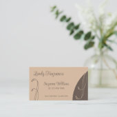 Licht en donkerbruin ornamentaal vierkant  visitekaartje (Staand voorkant)