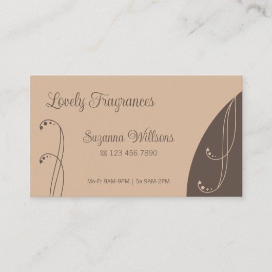 Licht en donkerbruin ornamentaal vierkant visitekaartje (Voorkant)