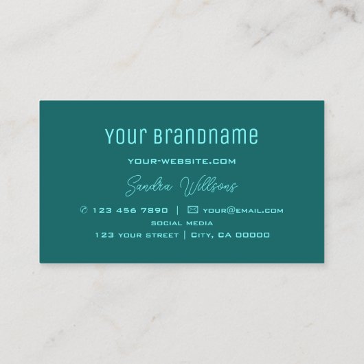 Licht en donkerder Blauwgroen Moderne met eenvoudi Visitekaartje (Achterkant)