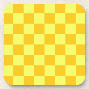 Licht en donkergeel checker ontwerp bier onderzetter