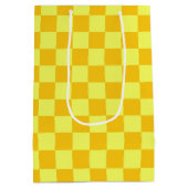Licht en donkergeel geruit ontwerp medium cadeauzakje (Achterkant)