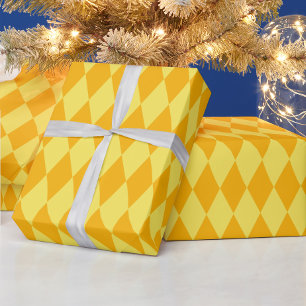 Licht en donkergeel Harlekijn diamanten ruitjes Cadeaupapier